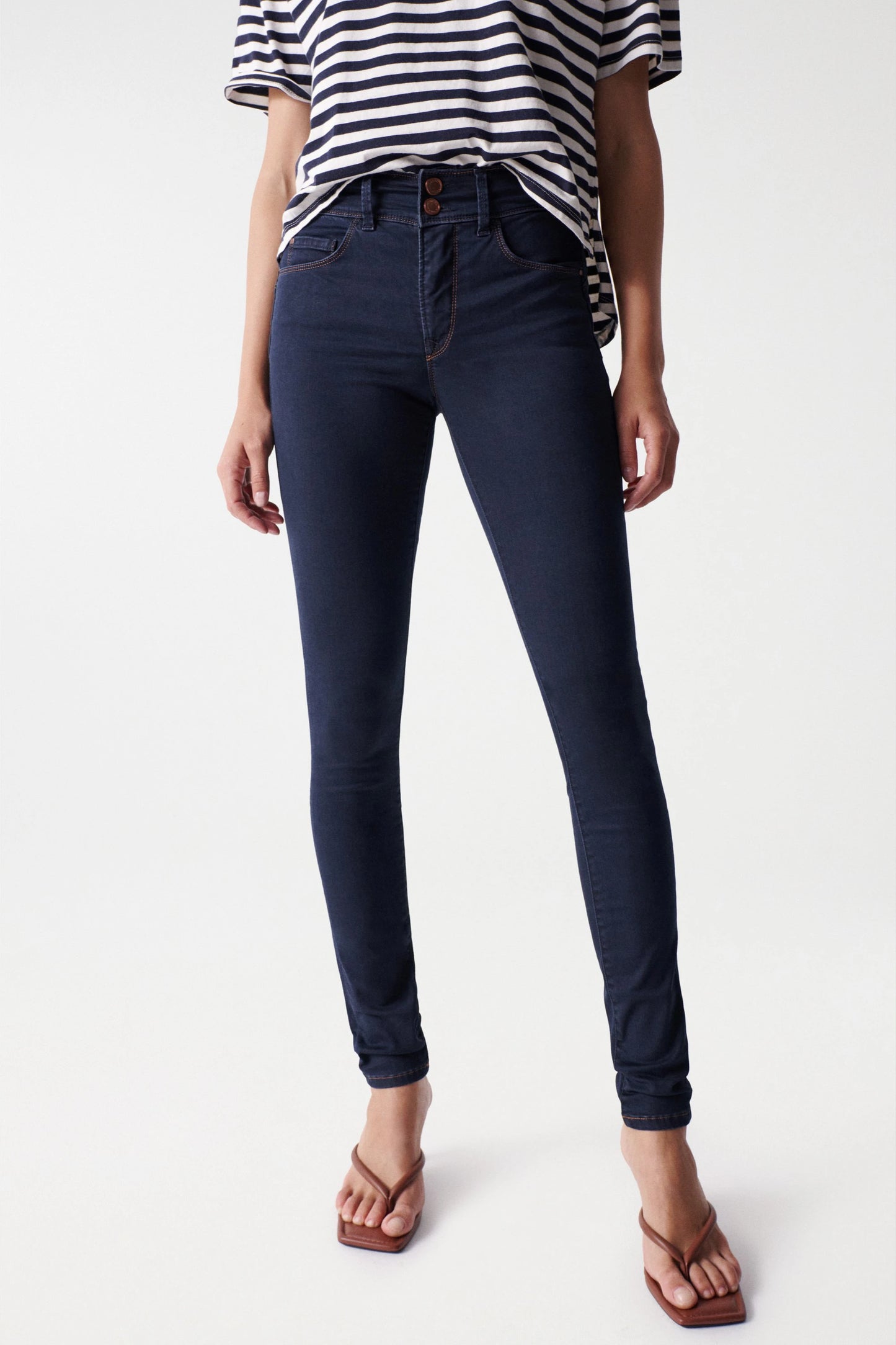 Salsa Jeans Mid Rise Skinny Leg Jeans - Dark Wash