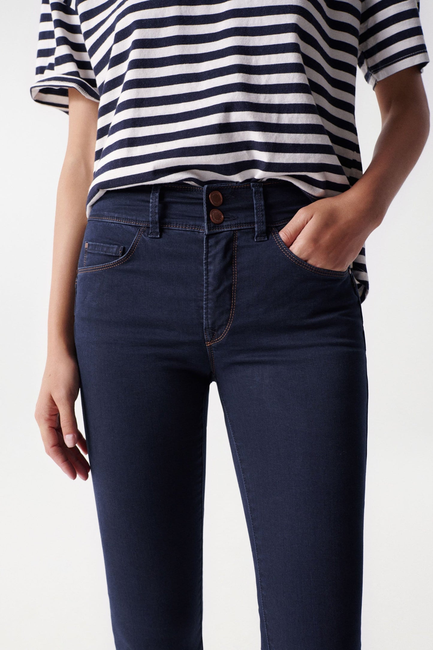 Salsa Jeans Mid Rise Skinny Leg Jeans - Dark Wash