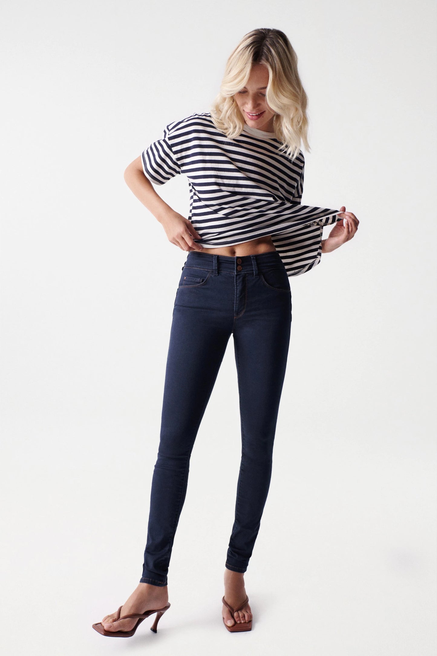 Salsa Jeans Mid Rise Skinny Leg Jeans - Dark Wash