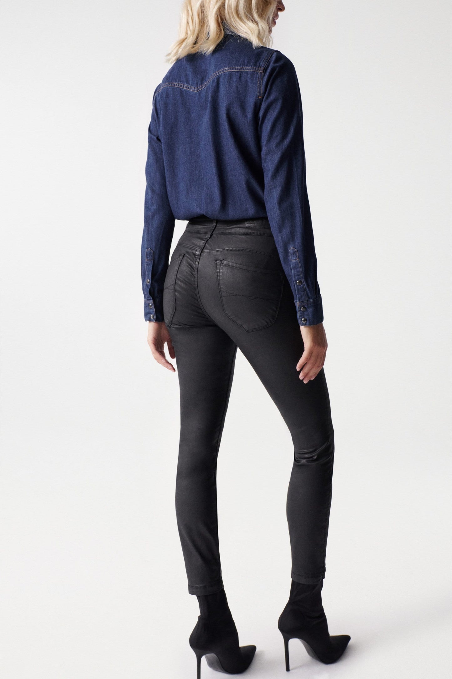 Salsa Jeans Skinny Leg Leather Jeans - Black