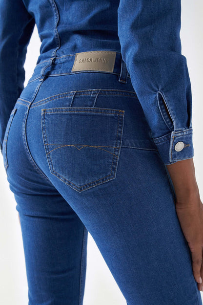 Salsa Jeans Destiny Push Up Flare Denim Jumpsuit