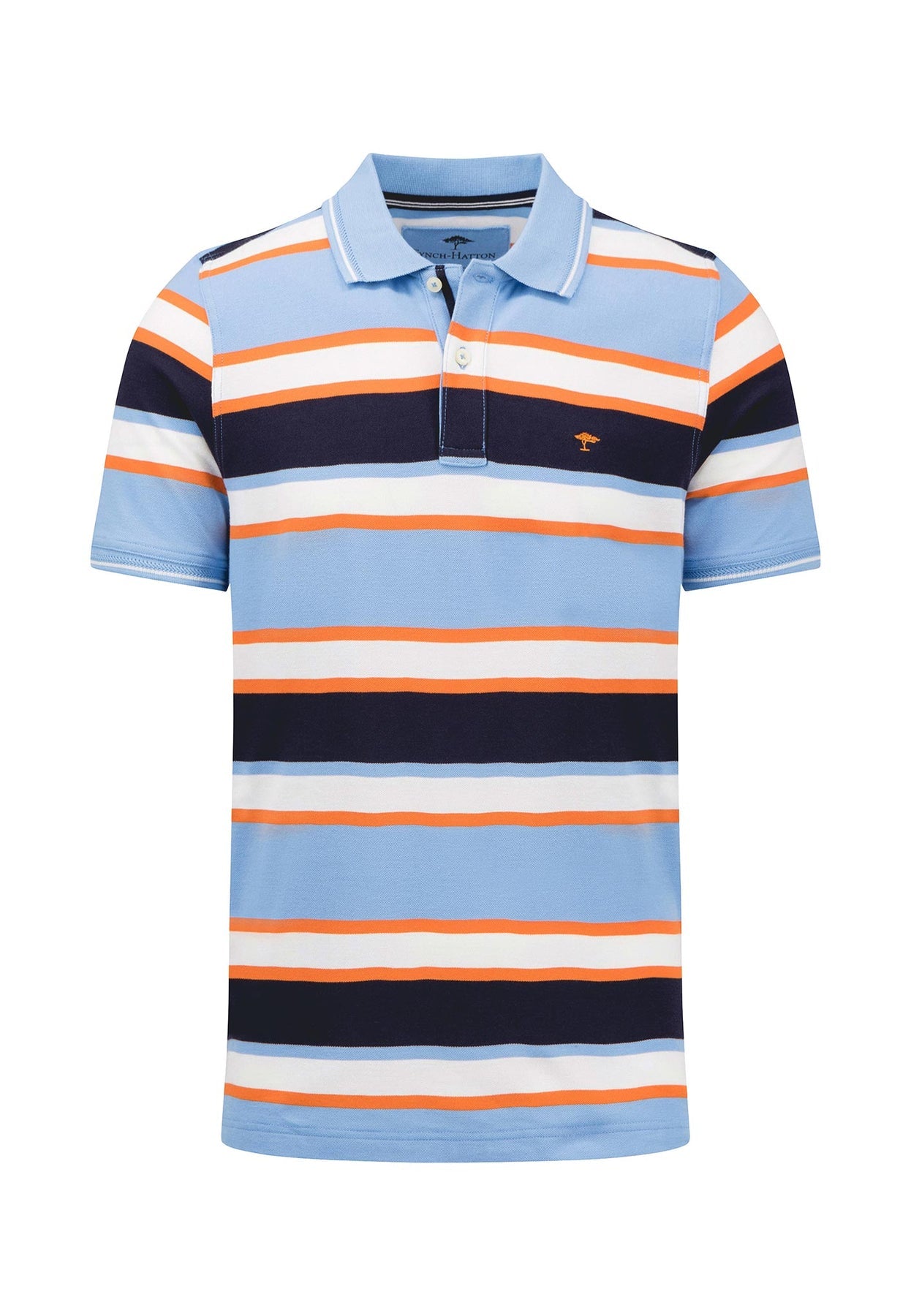 Fynch Hatton Stripe Polo - Navy