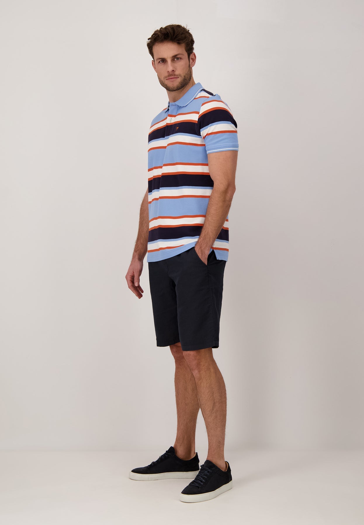 Fynch Hatton Stripe Polo - Navy