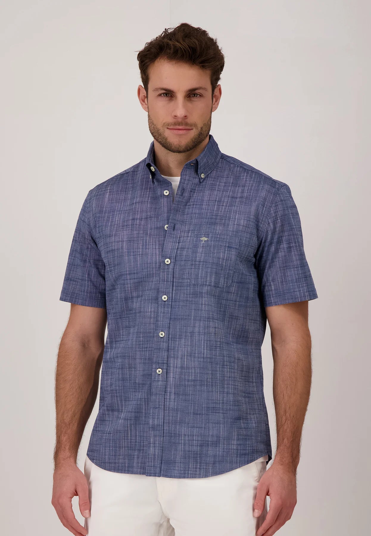 Fynch Hatton Short Sleeve Shirt - Navy