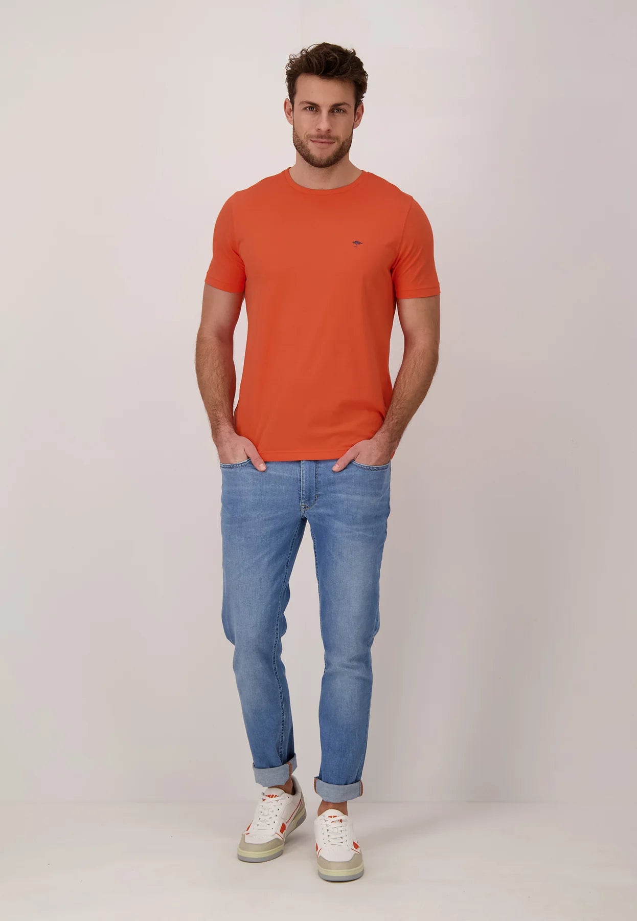 Fynch Hatton Cotton Jersey T-Shirt- Tangerine