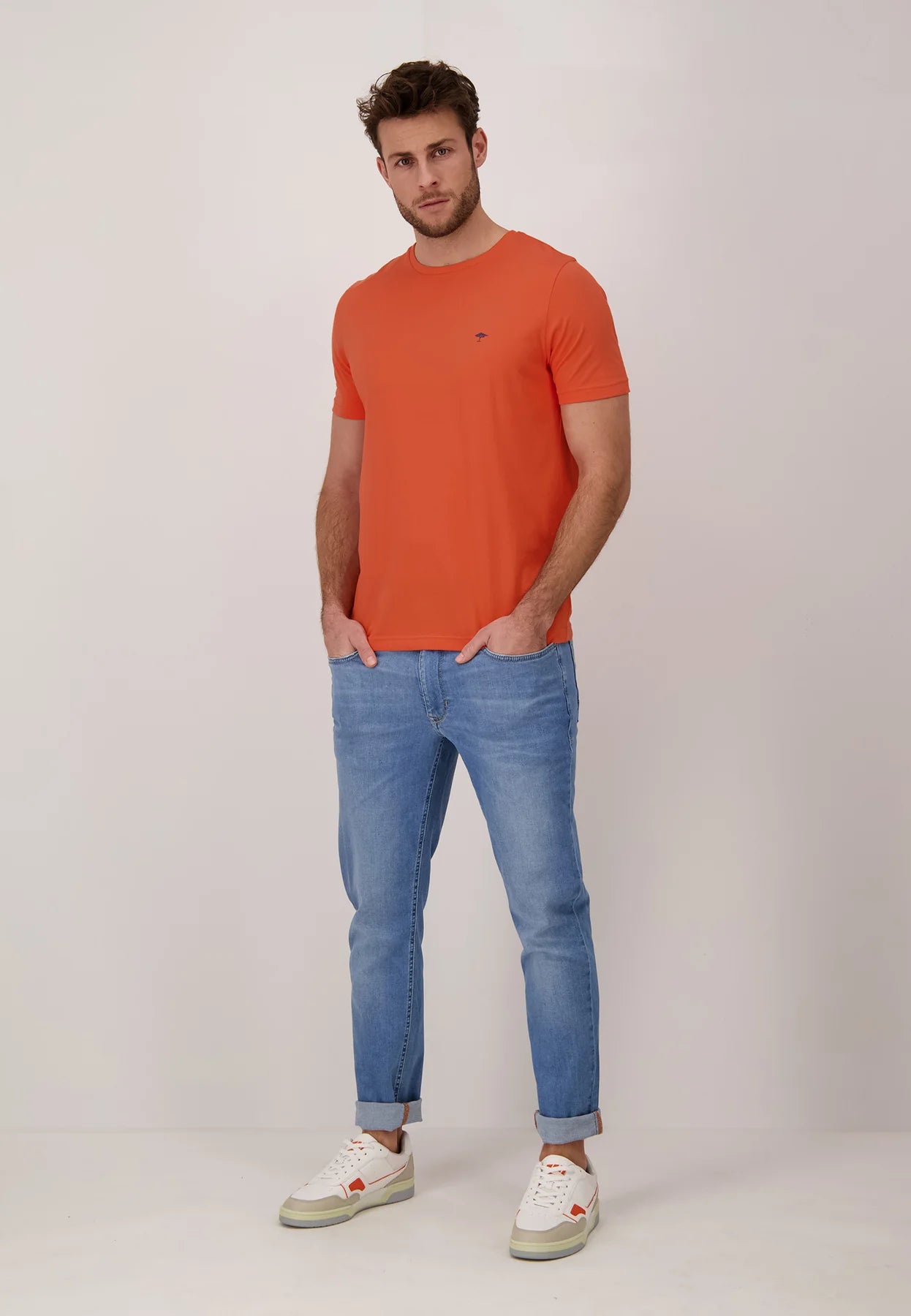 Fynch Hatton Cotton Jersey T-Shirt- Tangerine