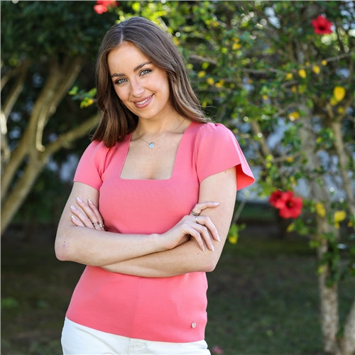 Rant & Rave Breena Knitted Top Coral
