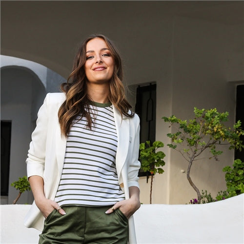Rant & Rave Robin Stripe Top - Khaki/White