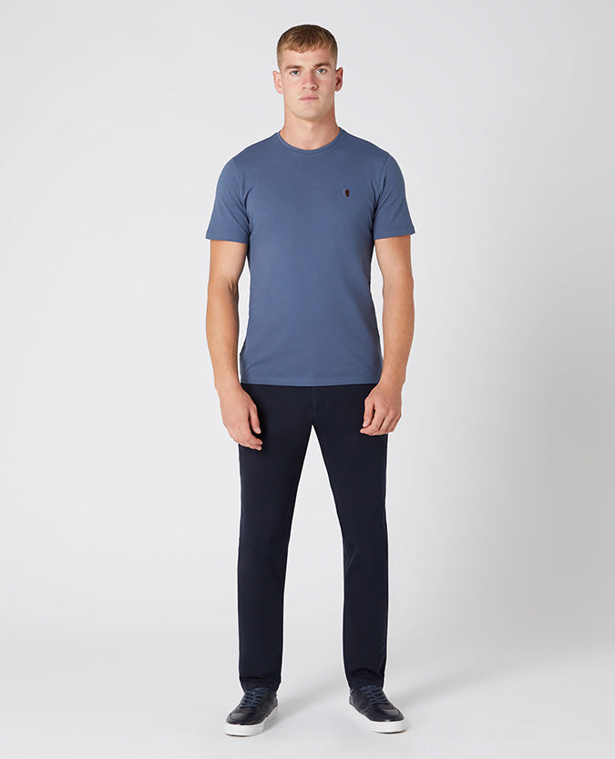 Remus Uomo Cotton-Stretch Pique T-Shirt - Blue