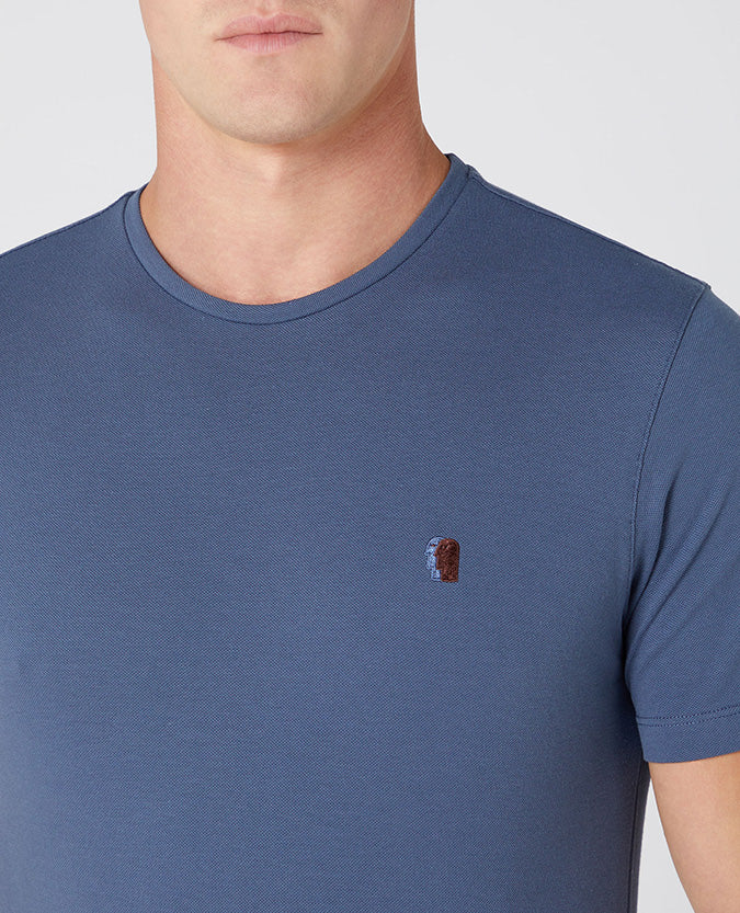 Remus Uomo Cotton-Stretch Pique T-Shirt - Blue