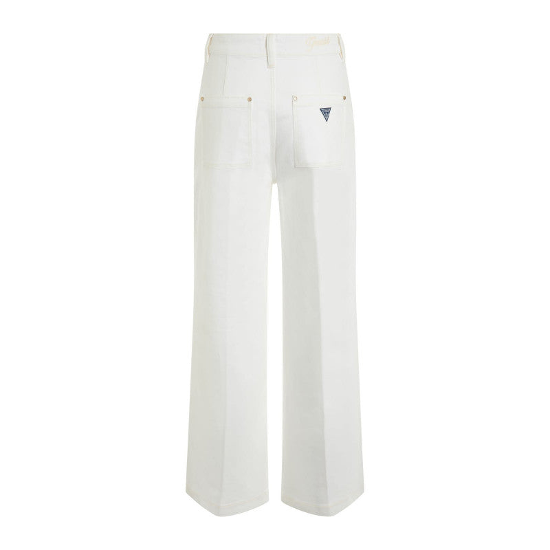 Guess Dakota High Wide Cropped White Jeans