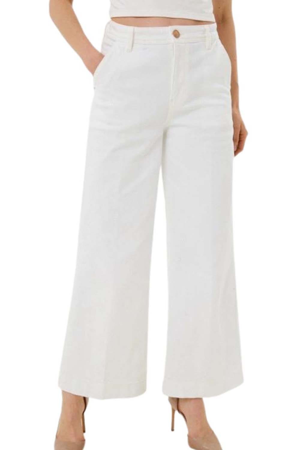 Guess Dakota High Wide Cropped White Jeans