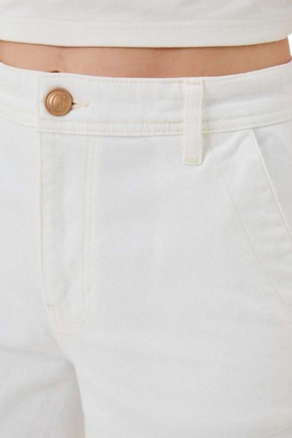 Guess Dakota High Wide Cropped White Jeans