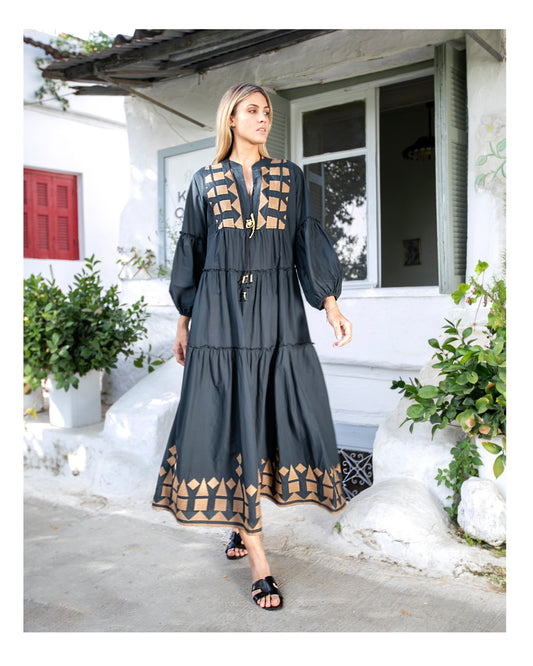 THEATER-d Maxi Black&Gold Tunic Dress