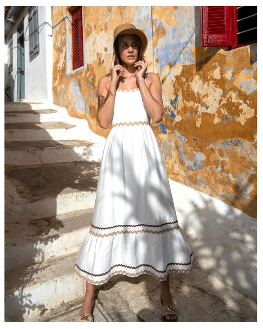 THEATER-d  Maxi White Scalloped Dress