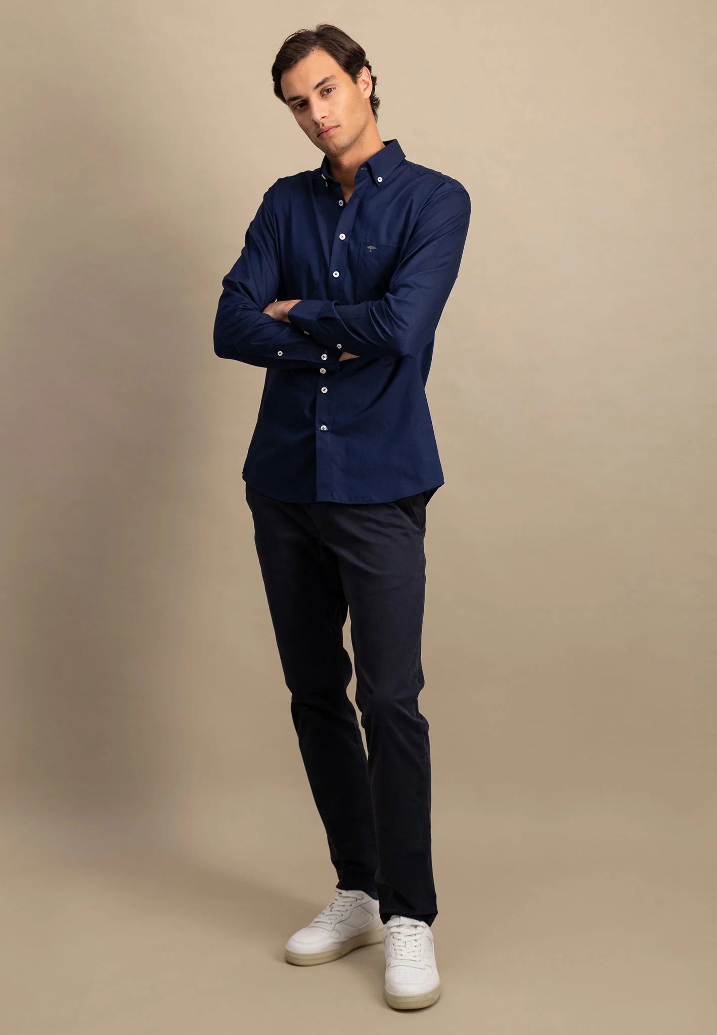 Fynch Hatton Oxford Check Shirt -  Navy
