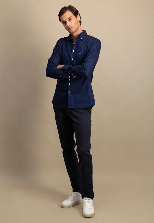 Fynch Hatton Oxford Check Shirt -  Navy