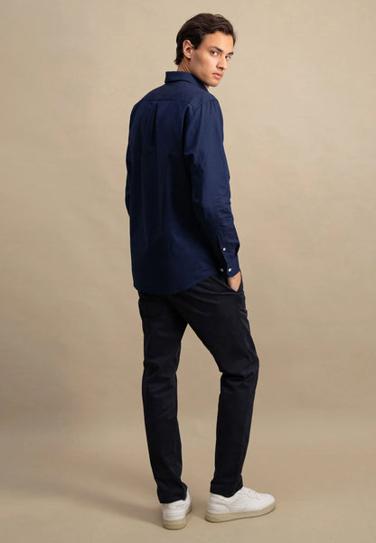 Fynch Hatton Oxford Check Shirt -  Navy