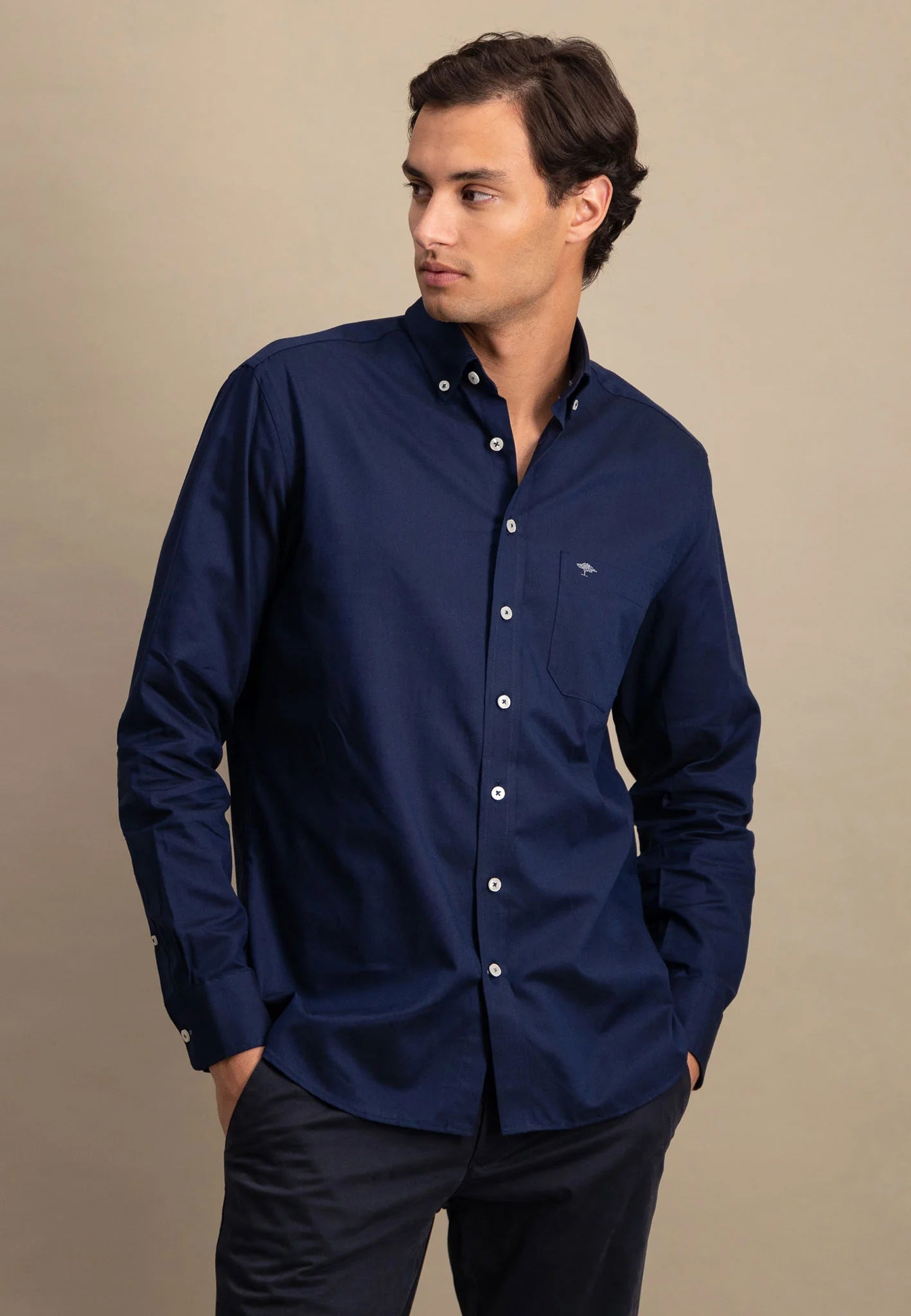 Fynch Hatton Oxford Check Shirt -  Navy