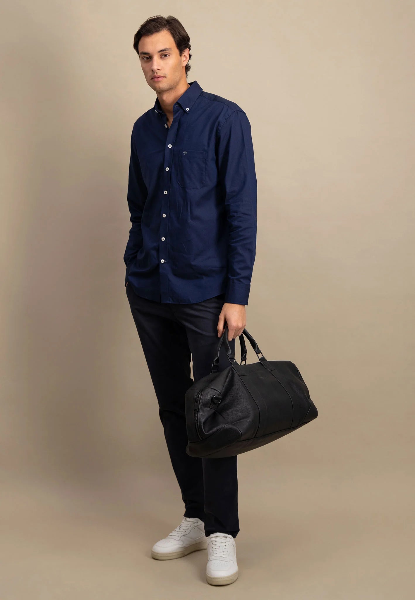Fynch Hatton Oxford Check Shirt -  Navy
