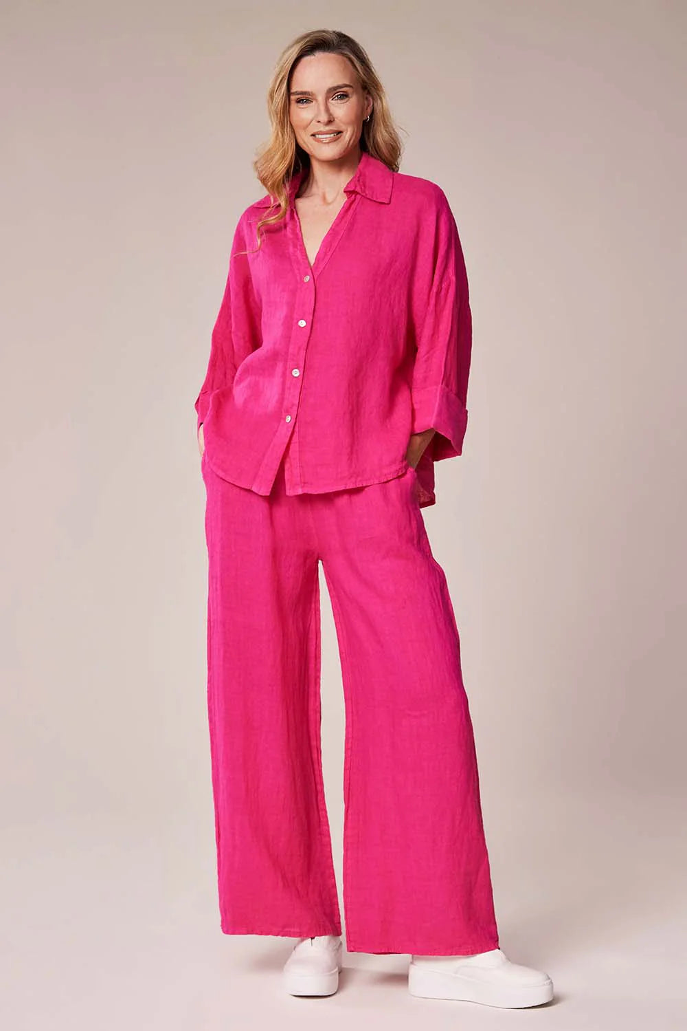 Deck Linen Trousers - Fuchsia
