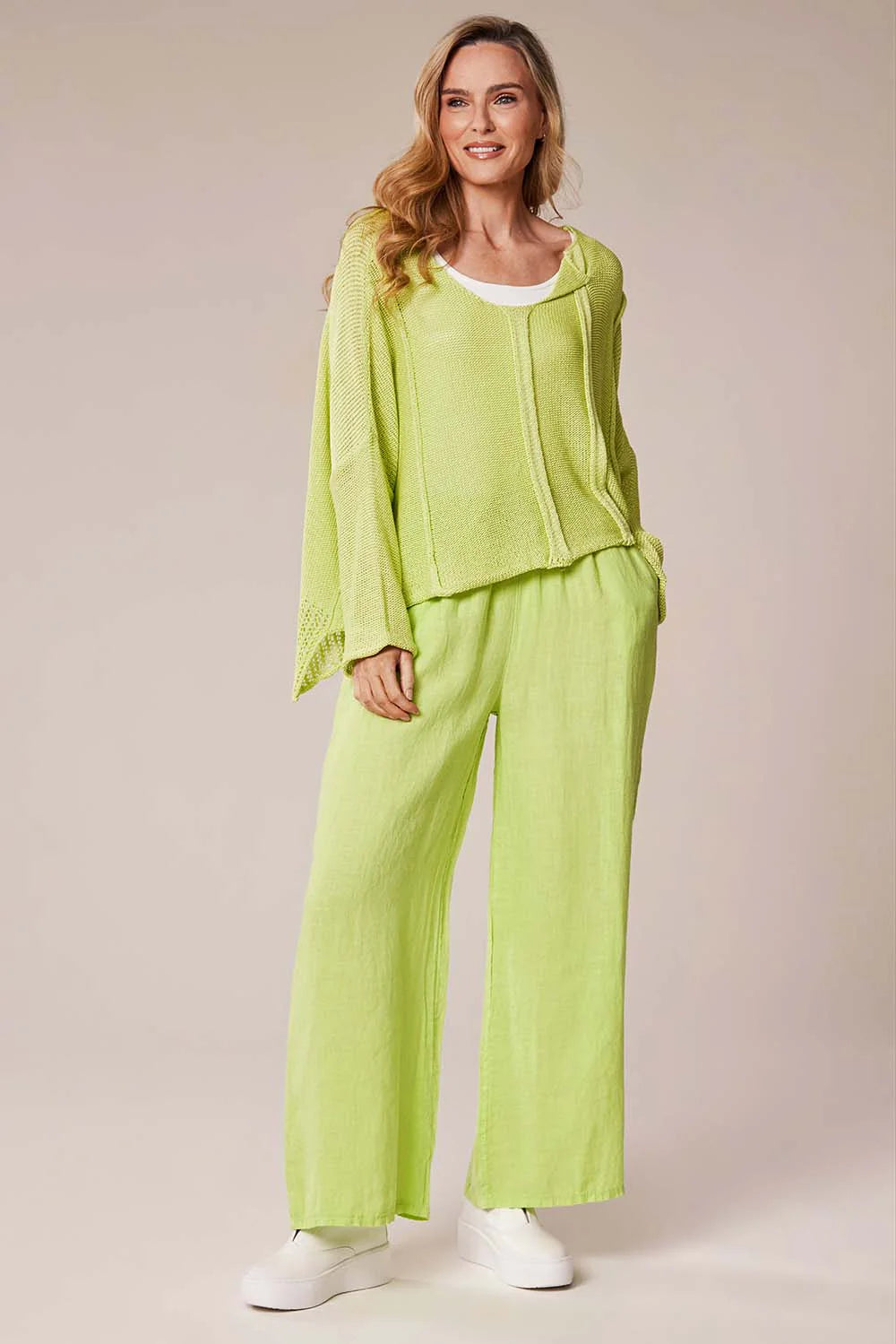 Deck Linen Trousers - Lime