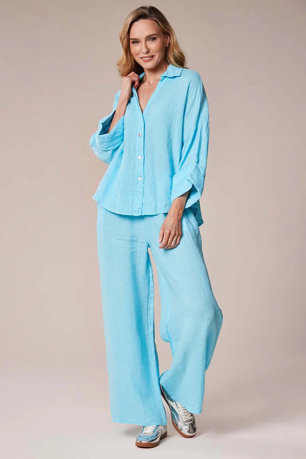 Deck Linen Trousers - Turquoise