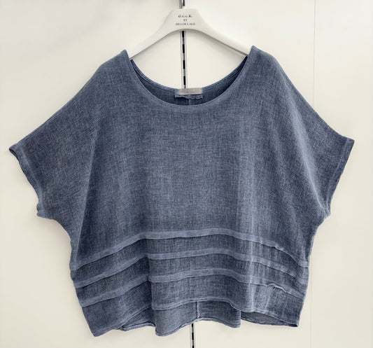 Deck Pleated End Top - Denim