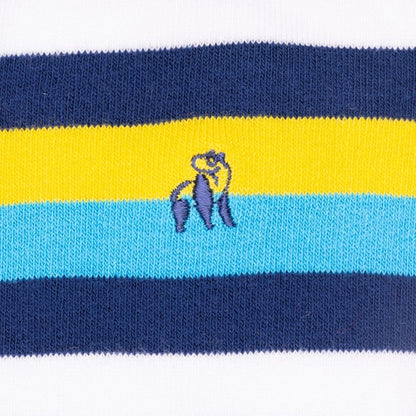 Swole Panda Bamboo Socks - Navy, Yellow & Blue Striped