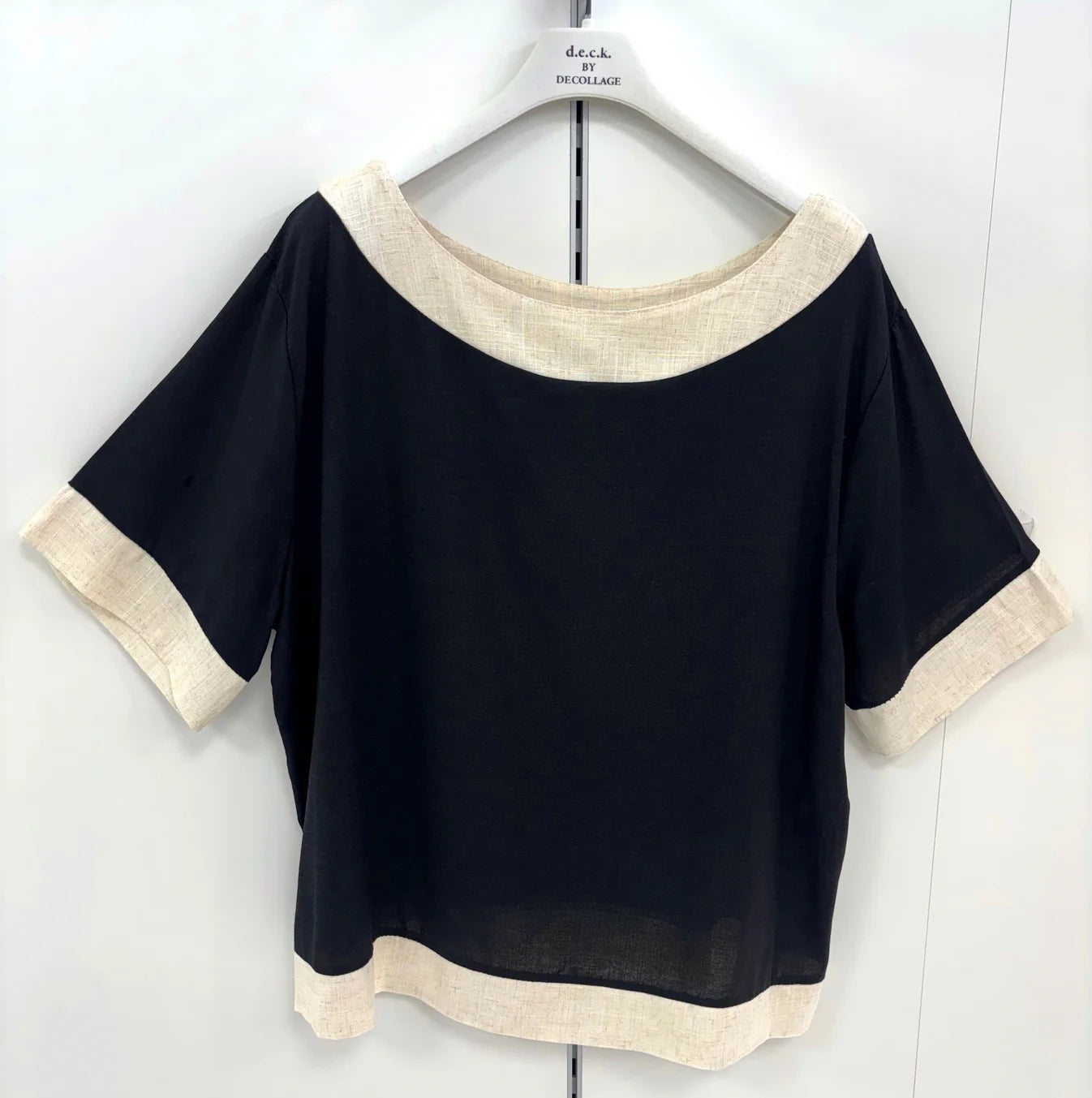 Deck Short Sleeve Linen Top - Black
