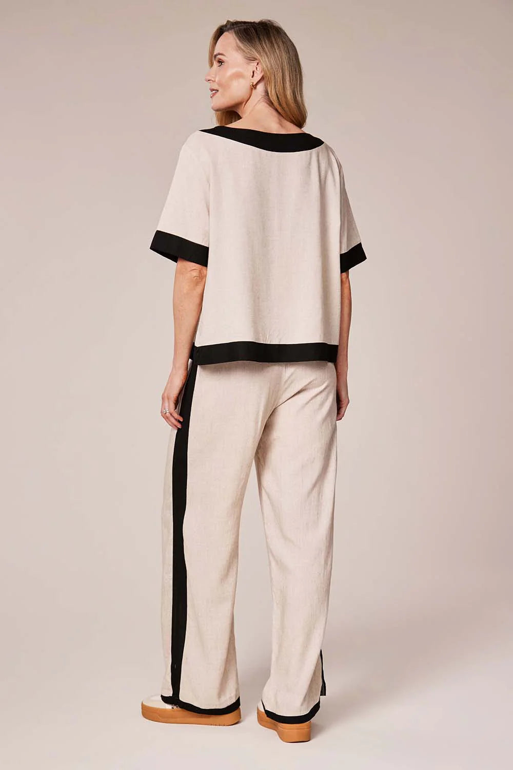 Deck Linen Blend Trousers - Beige