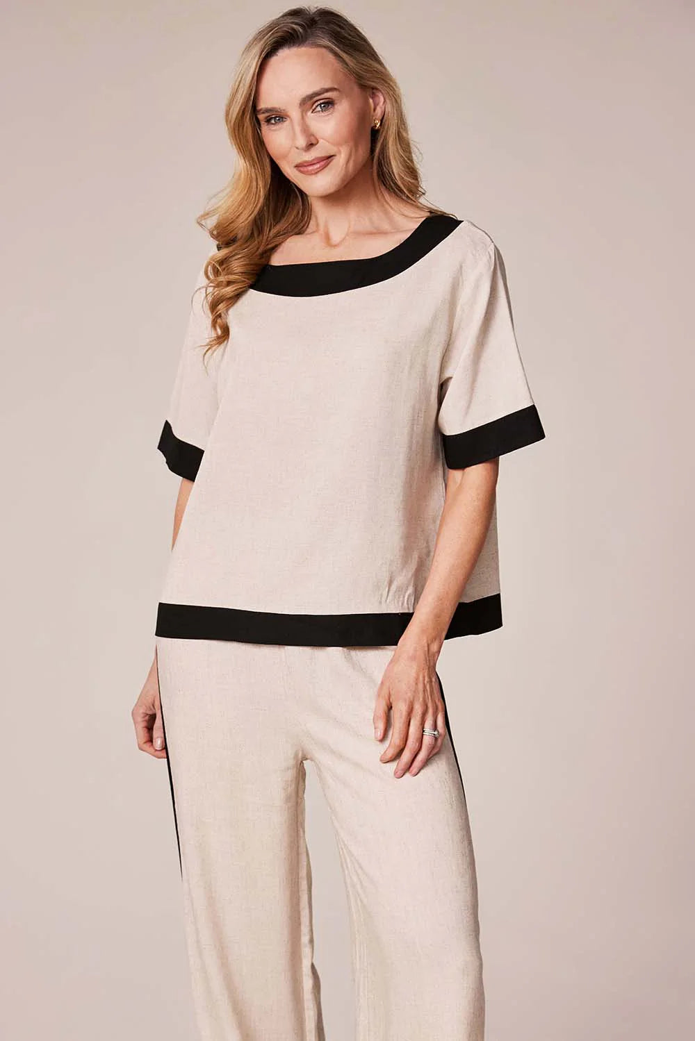 Deck Linen Blend Trousers - Beige