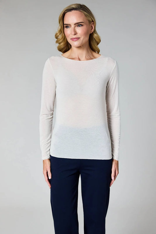 Deck Cashmere Mix Round Neck Knit - Cream