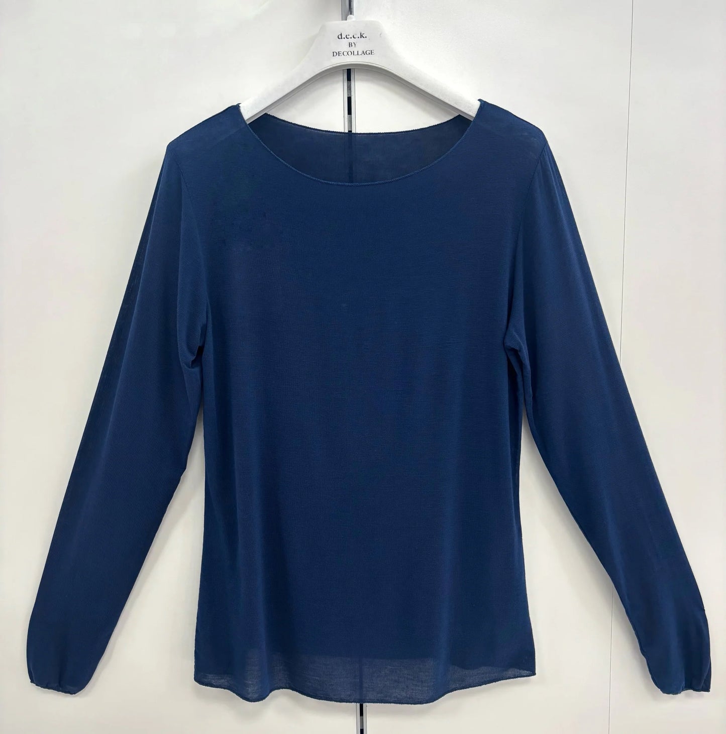 Deck Cashmere Mix Round Neck Knit - Navy