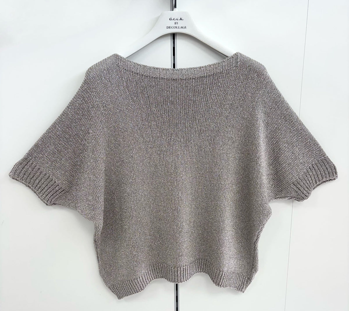 Deck Short Sleeve Shimmer Knit - Light Taupe