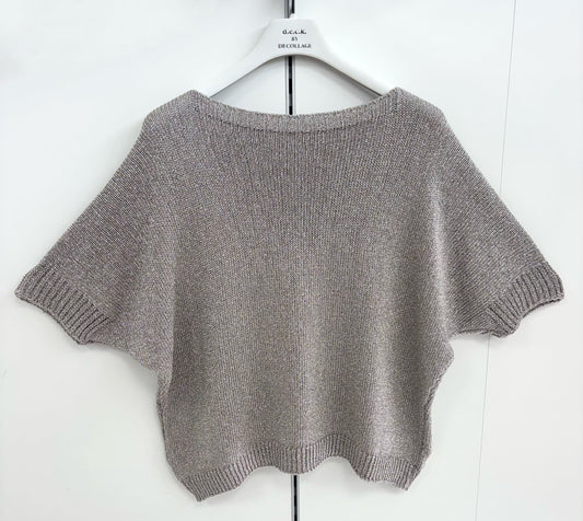Deck Short Sleeve Shimmer Knit - Light Taupe