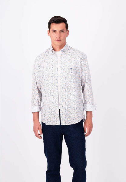 Fynch Hatton Print Shirt - Burnt Orange