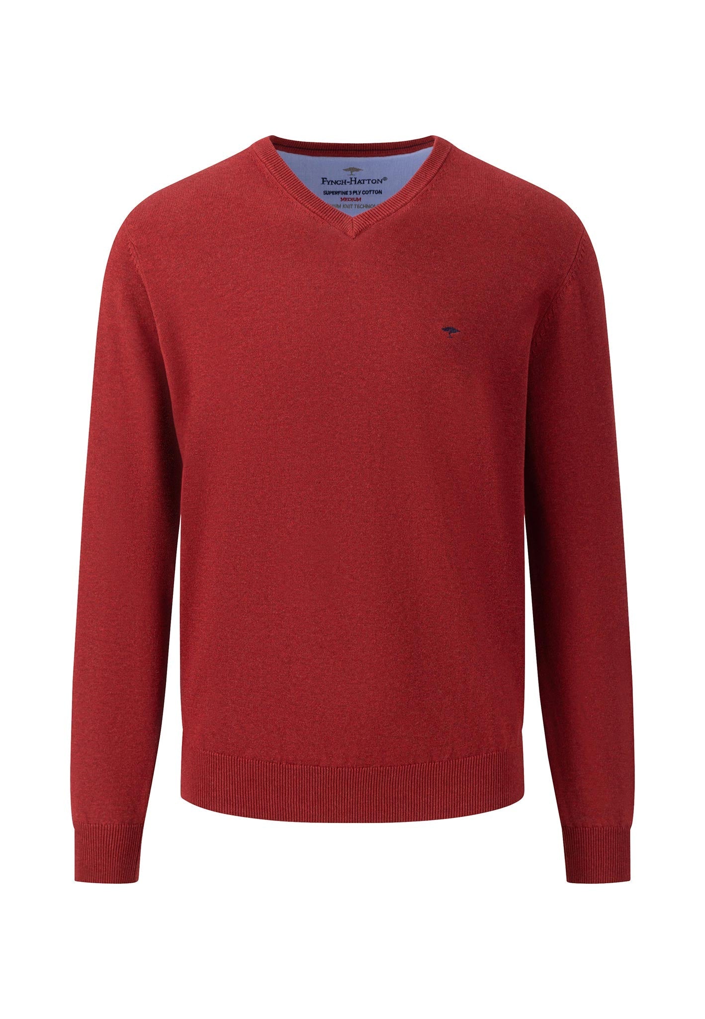 Fynch Hatton SuperFine Cotton V-Neck - Scarlett