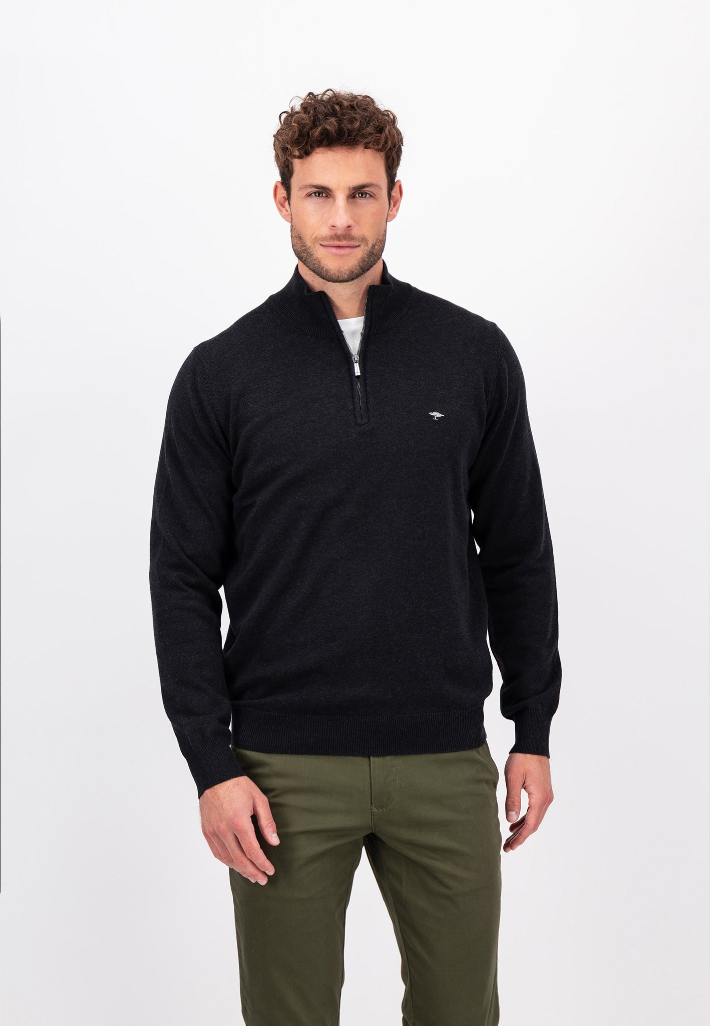 Fynch Hatton Troyer Zip - Charcoal