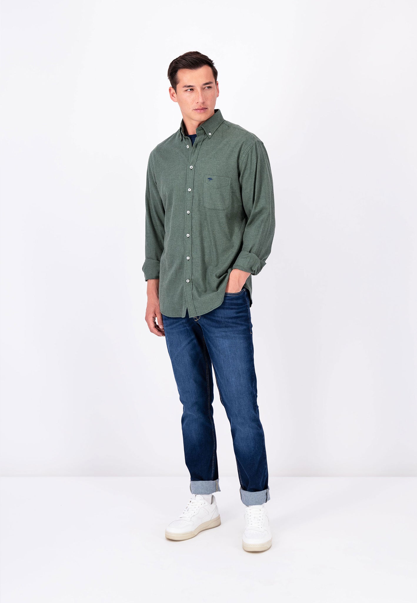Fynch Hatton Premium Flannel Shirt - Sage Green