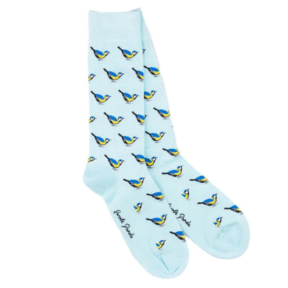 Swole Panda Bamboo Socks - Blue Tit Bird
