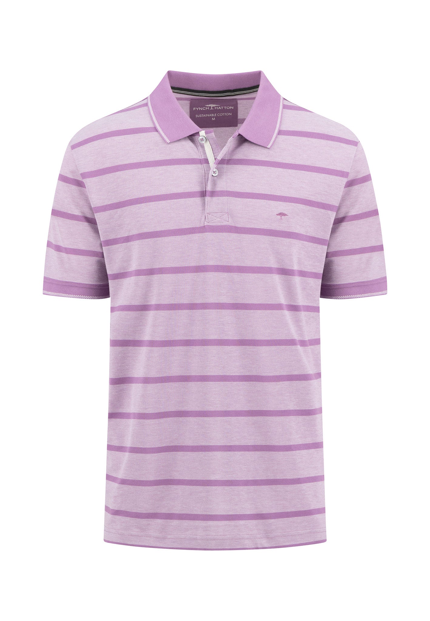 Fynch Hatton Two-Tone Fine Stripe Polo - Dusty Lavender