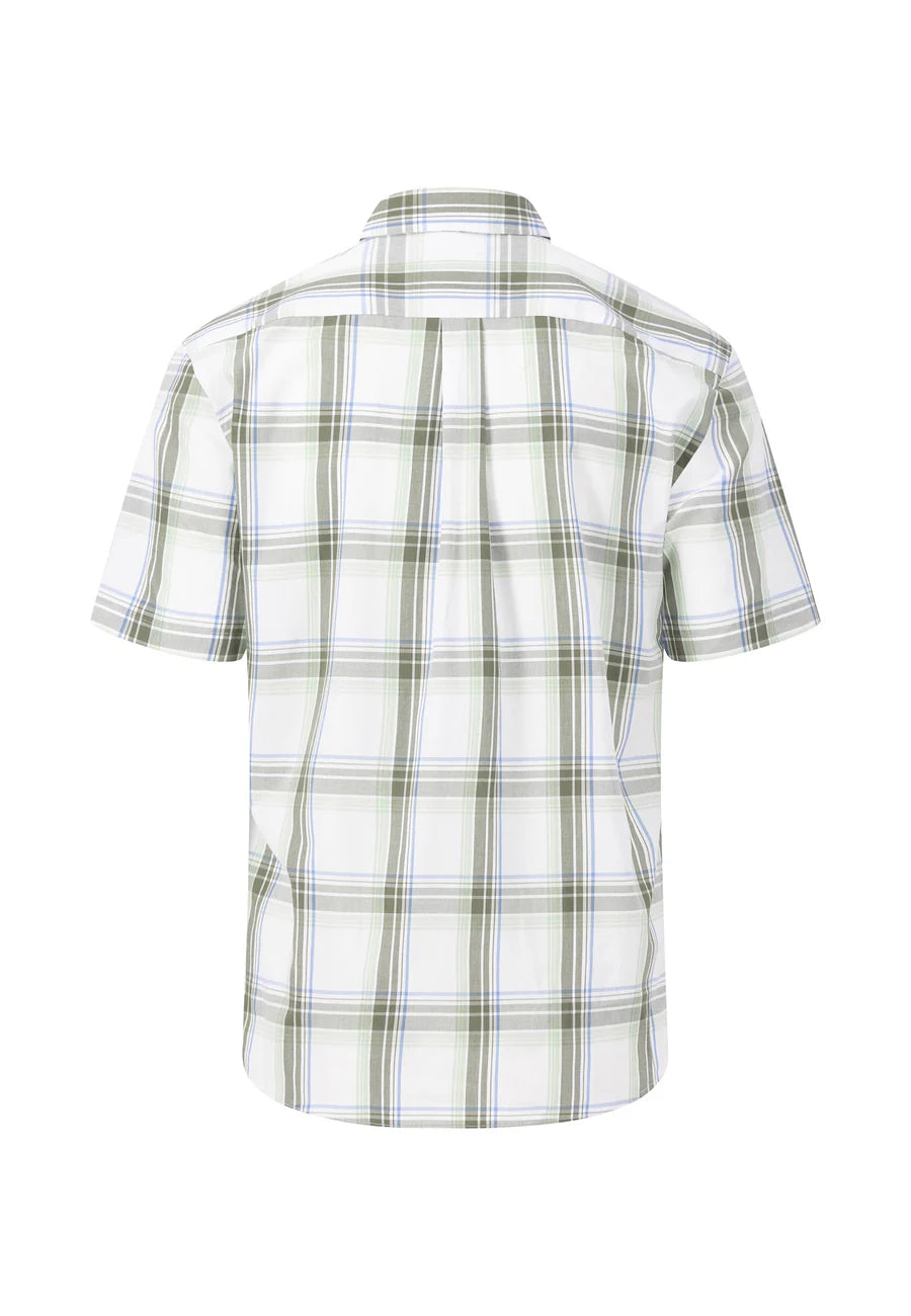 Fynch Hatton Summer Greens Short Sleeve Check Shirt - Dusty Olive