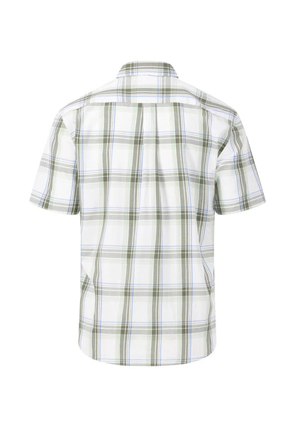 Fynch Hatton Summer Greens Short Sleeve Check Shirt - Dusty Olive