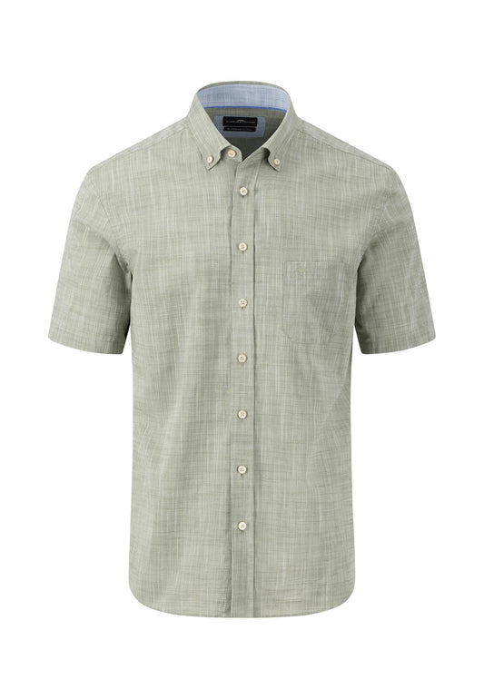 Fynch Hatton Short Sleeved Cotton Shirt - Dusty Olive