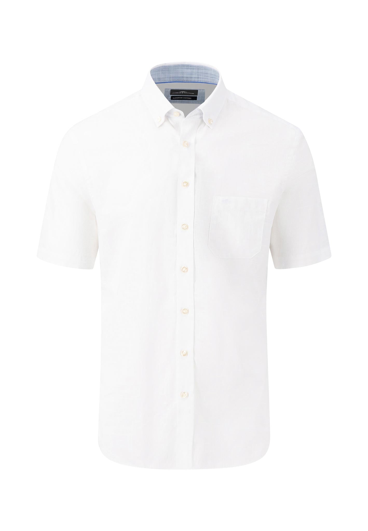 Fynch Hatton Short Sleeved Cotton Shirt - White