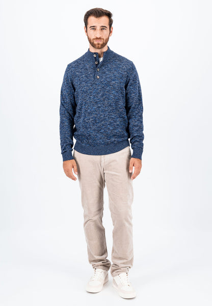 Fynch Hatton Buttoned Troyer Knit - Navy