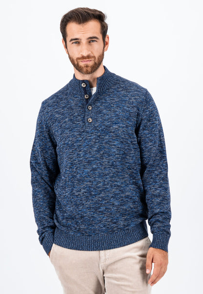 Fynch Hatton Buttoned Troyer Knit - Navy