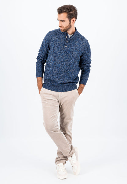 Fynch Hatton Buttoned Troyer Knit - Navy