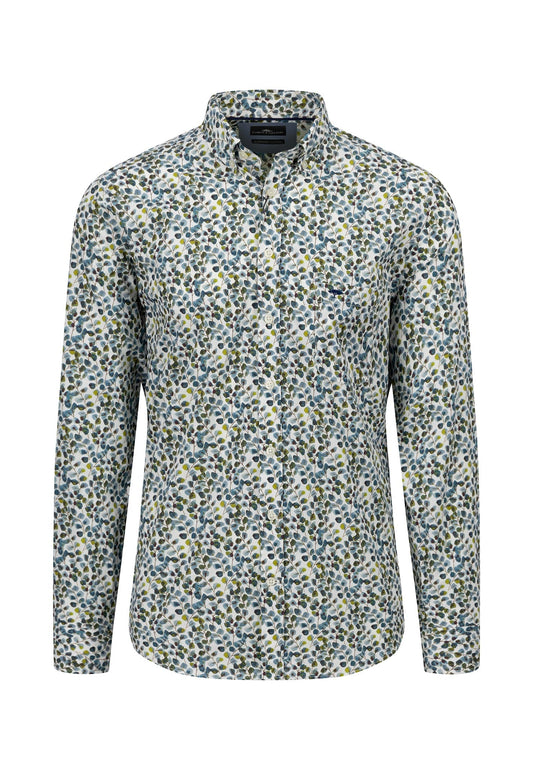 Fynch Hatton Long-Sleeved Flower Print Shirt - Dark Emerald